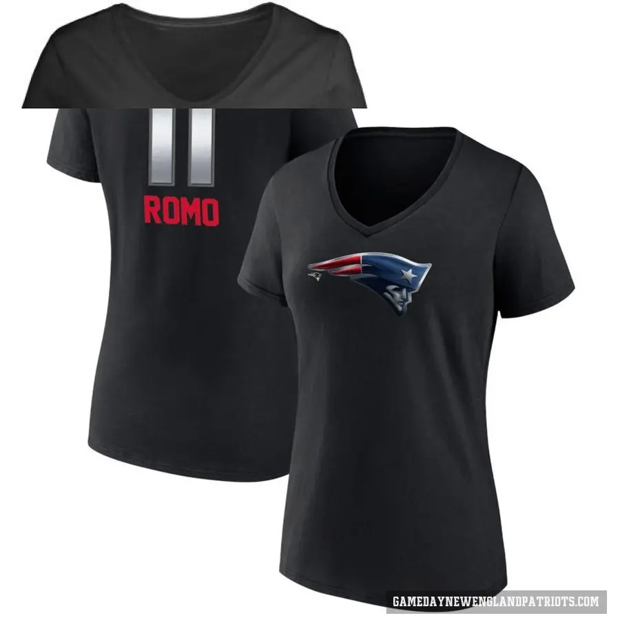 Women's ＃11 John Parker Romo New England Patriots Black Midnight Mascot T-Shirt