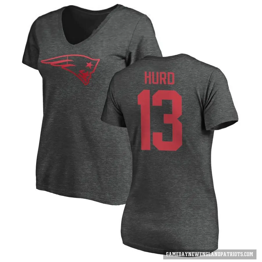 Women's ＃13 Jalen Hurd New England Patriots Ash One Color T-Shirt