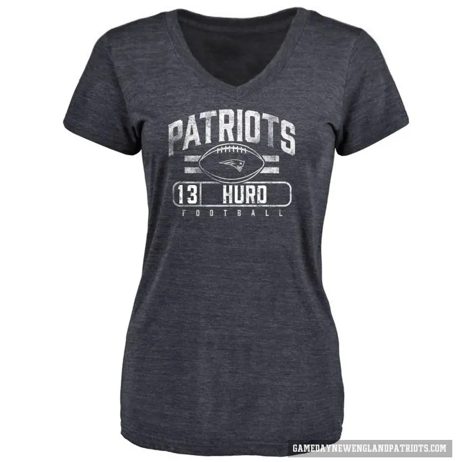 Women's ＃13 Jalen Hurd New England Patriots Navy Flanker T-Shirt