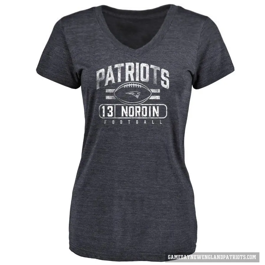 Women's ＃13 Quinn Nordin New England Patriots Navy Flanker T-Shirt