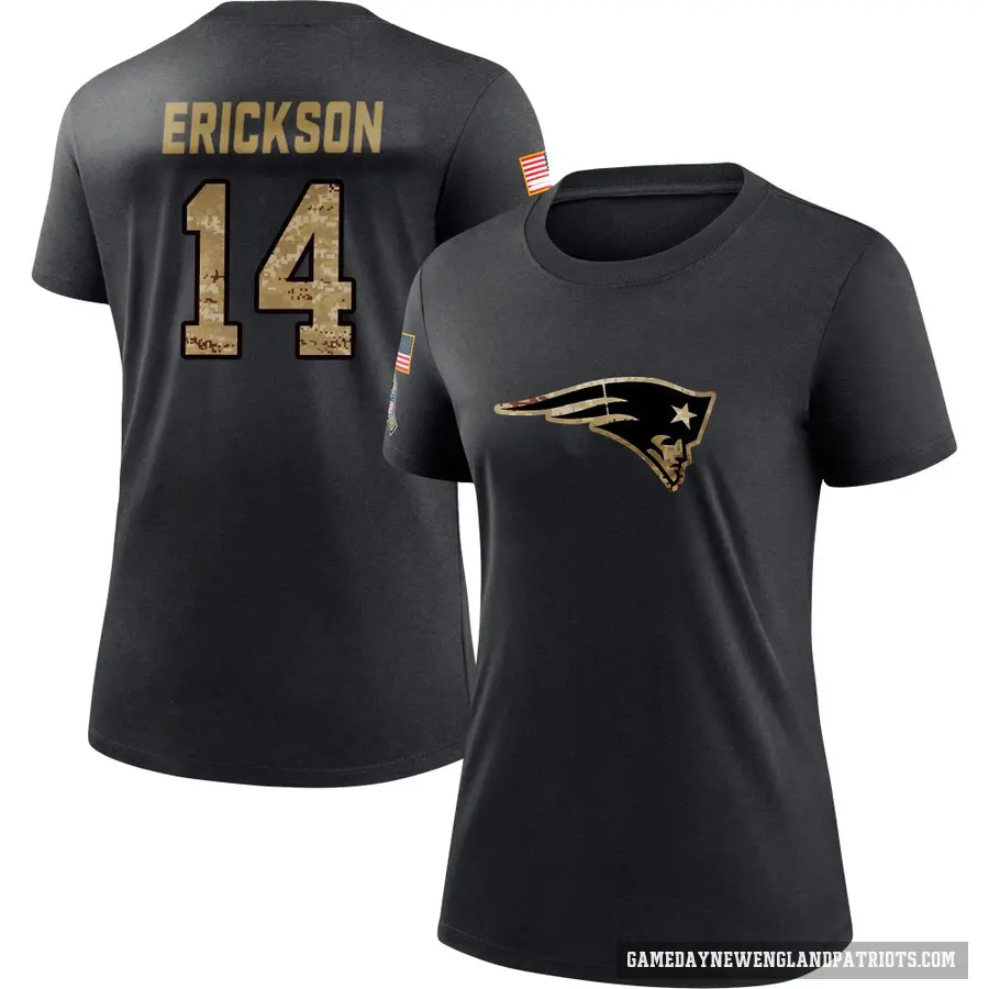 Women's ＃14 Alex Erickson New England Patriots Black 2020 Salute To Service Performance T-Shirt