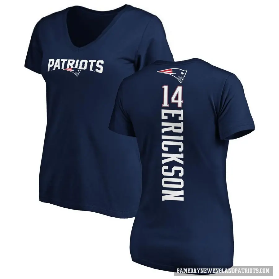 Women's ＃14 Alex Erickson New England Patriots Navy Backer Slim Fit T-Shirt