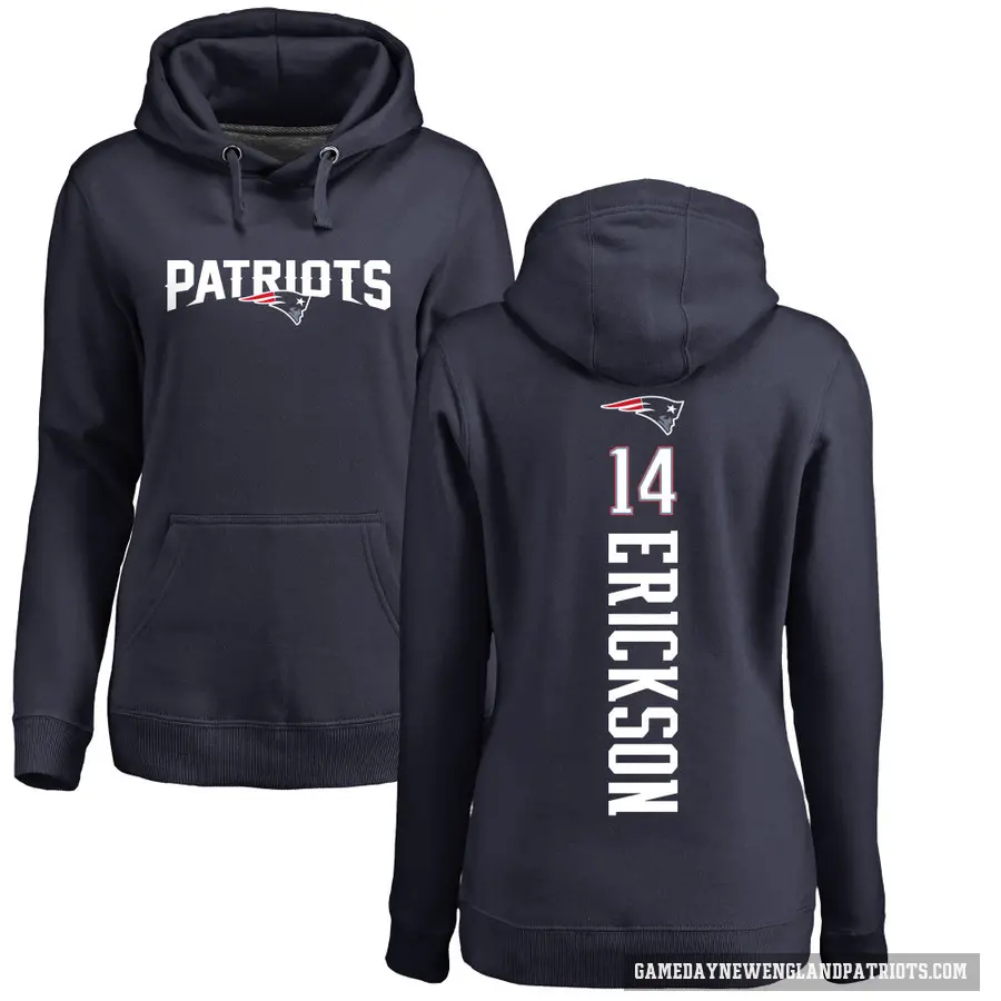 Women's ＃14 Alex Erickson New England Patriots Navy Pro Line Backer Pullover Hoodie