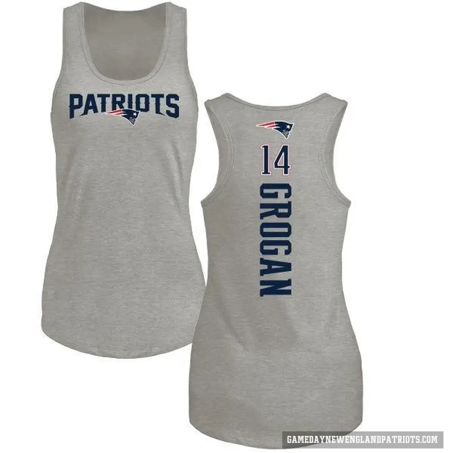 Women's ＃14 Steve Grogan New England Patriots Ash Backer Tank Top