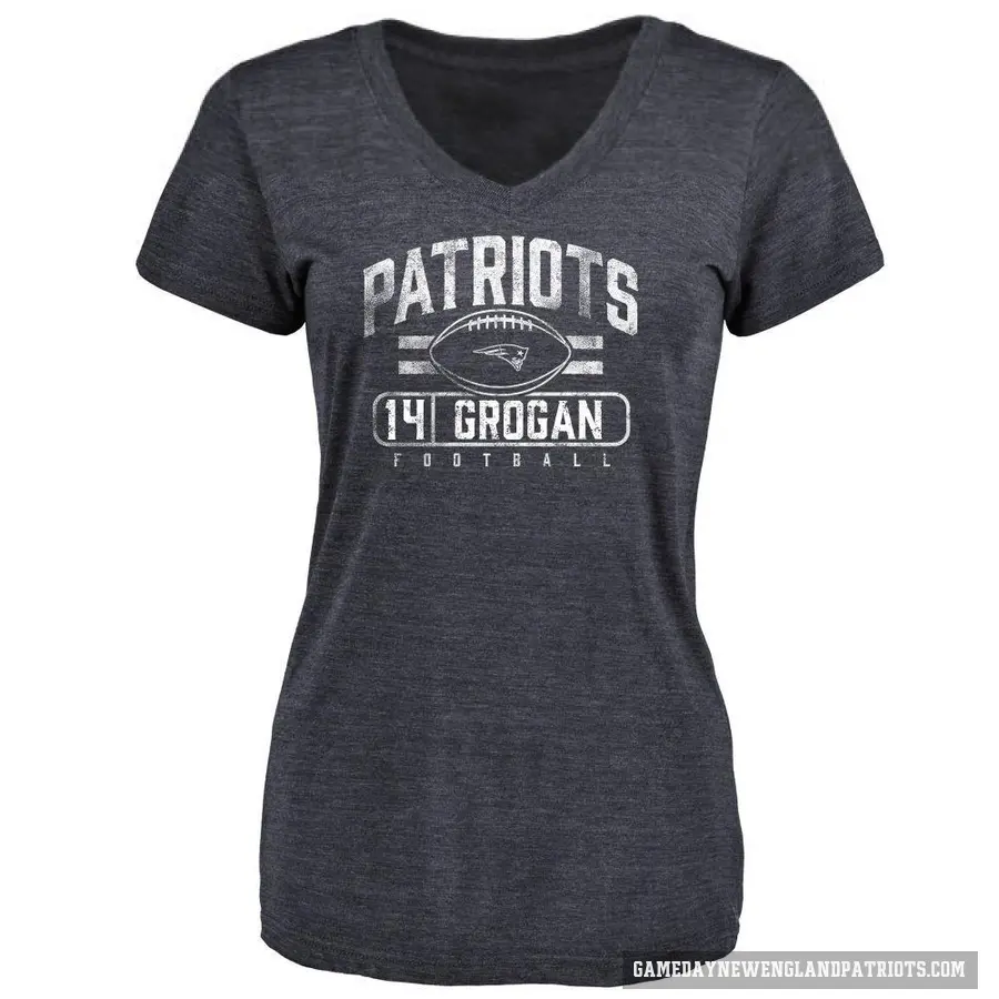 Women's ＃14 Steve Grogan New England Patriots Navy Flanker T-Shirt