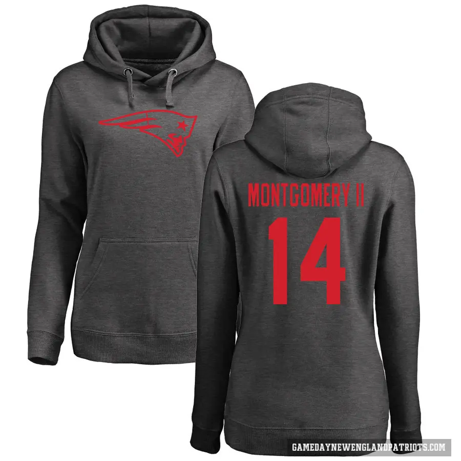 Women's ＃14 Ty Montgomery II New England Patriots Pro Line by Branded Ash One Color Pullover Hoodie