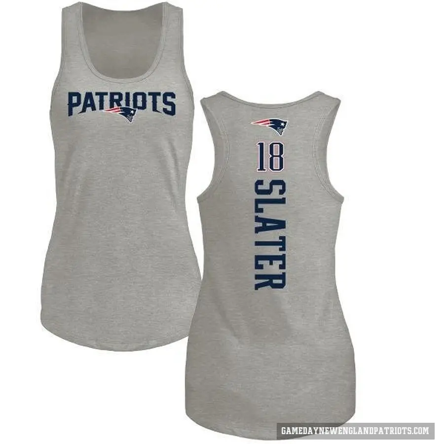 Women's ＃18 Matthew Slater New England Patriots Ash Backer Tank Top