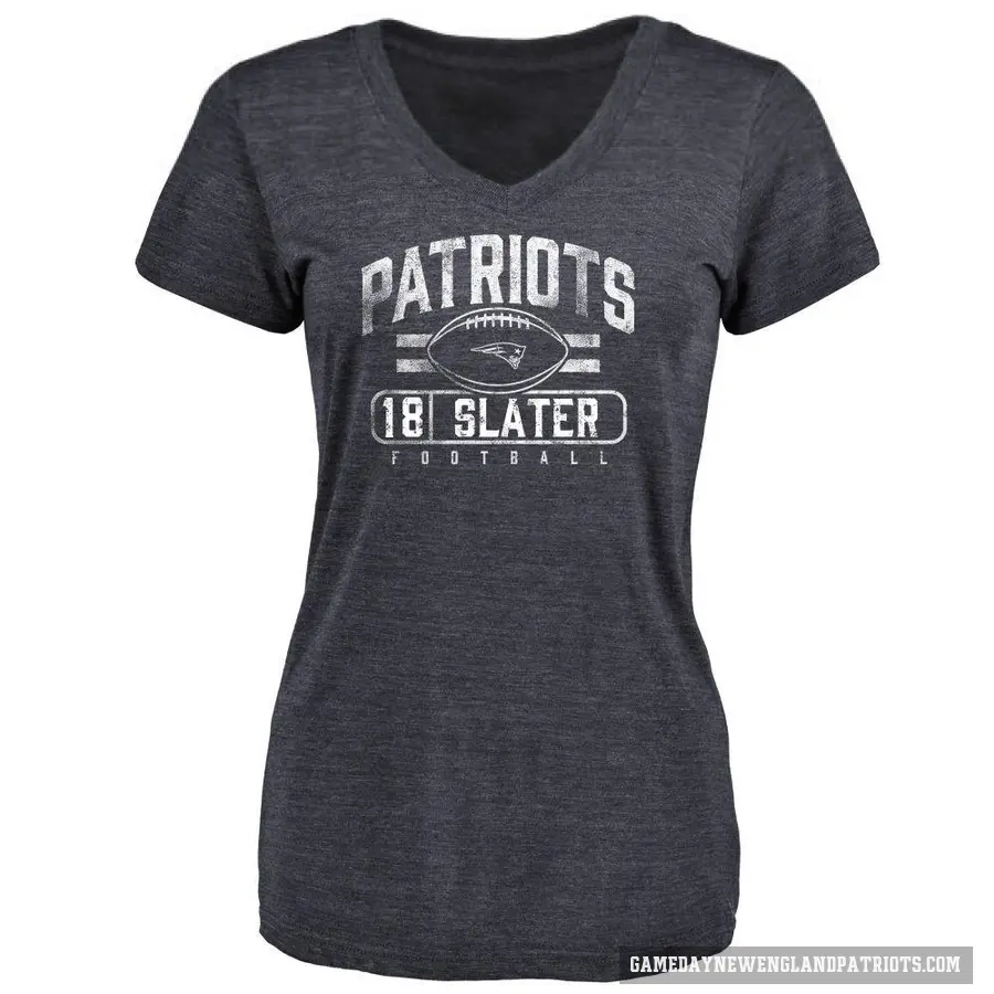 Women's ＃18 Matthew Slater New England Patriots Navy Flanker T-Shirt