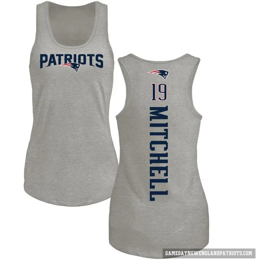 Women's ＃19 Malcolm Mitchell New England Patriots Ash Backer Tank Top