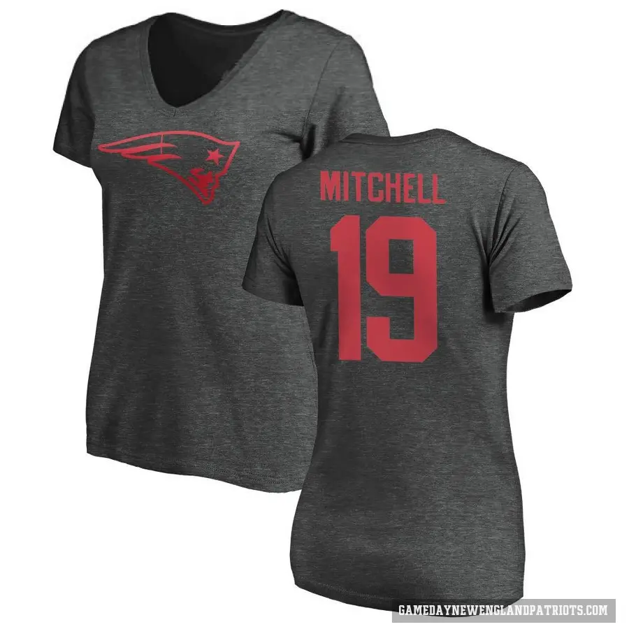 Women's ＃19 Malcolm Mitchell New England Patriots Ash One Color T-Shirt