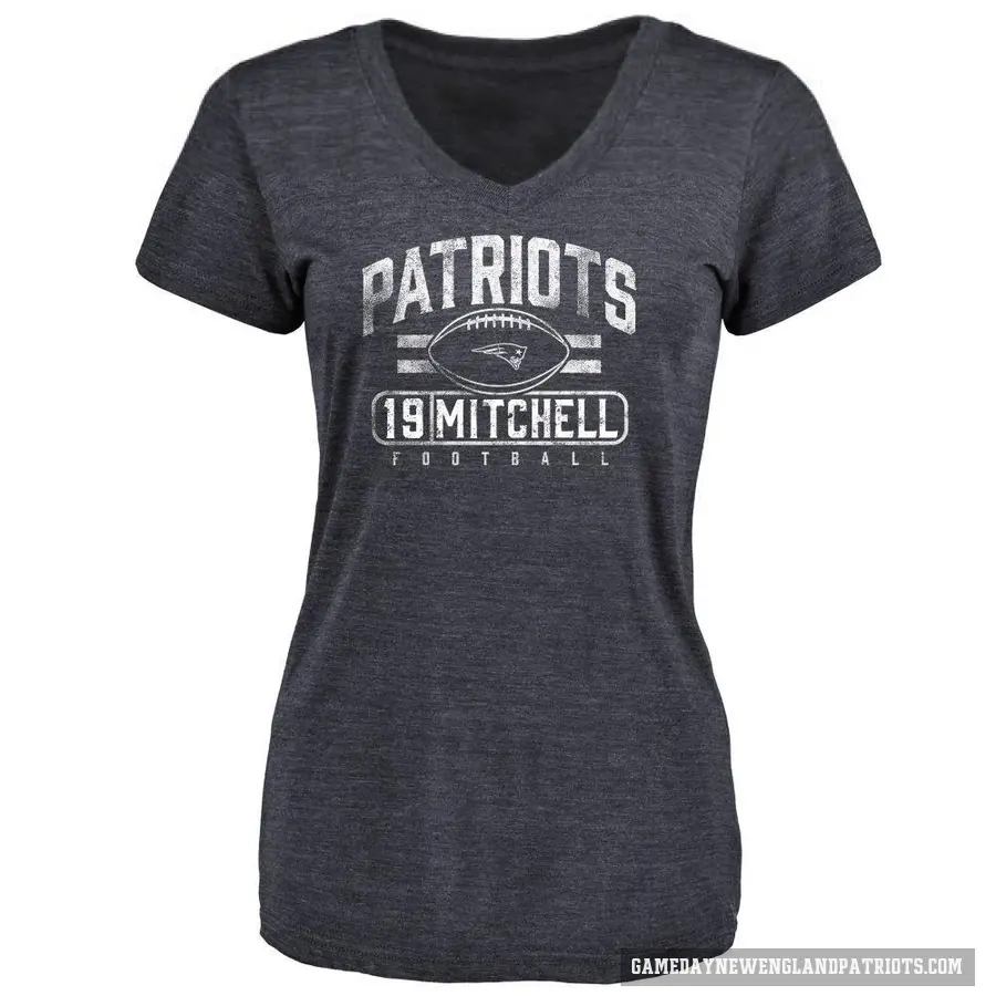 Women's ＃19 Malcolm Mitchell New England Patriots Navy Flanker T-Shirt