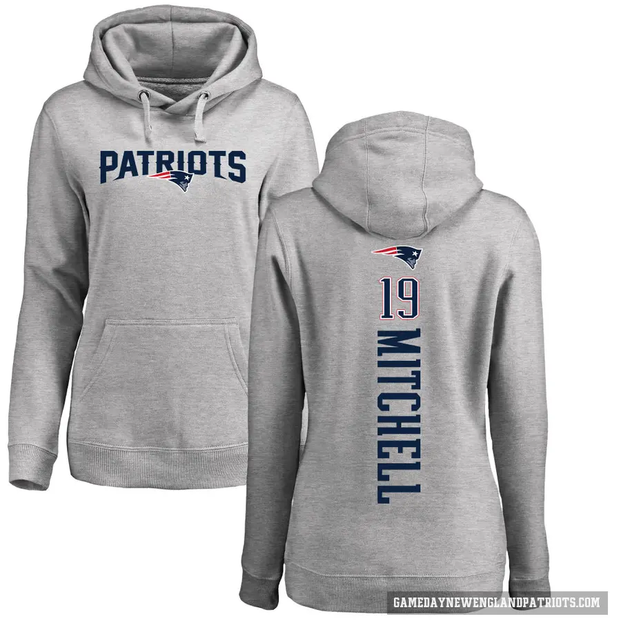 Women's ＃19 Malcolm Mitchell New England Patriots Pro Line Ash Backer Pullover Hoodie