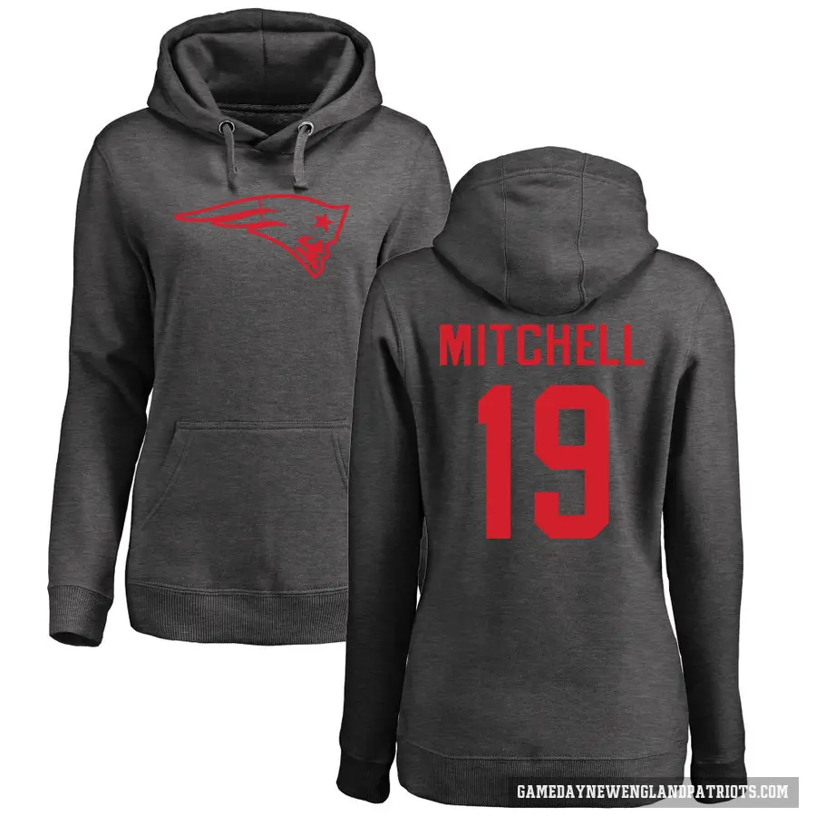 Women's ＃19 Malcolm Mitchell New England Patriots Pro Line by Branded Ash One Color Pullover Hoodie