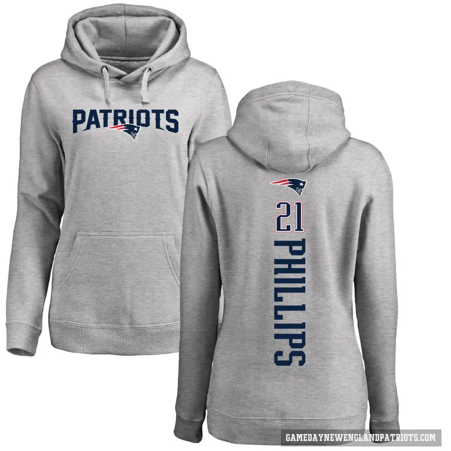 Women's ＃21 Adrian Phillips New England Patriots Pro Line Ash Backer Pullover Hoodie