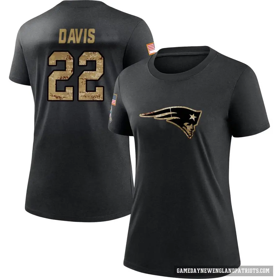 Women's ＃22 Cody Davis New England Patriots Black 2020 Salute To Service Performance T-Shirt