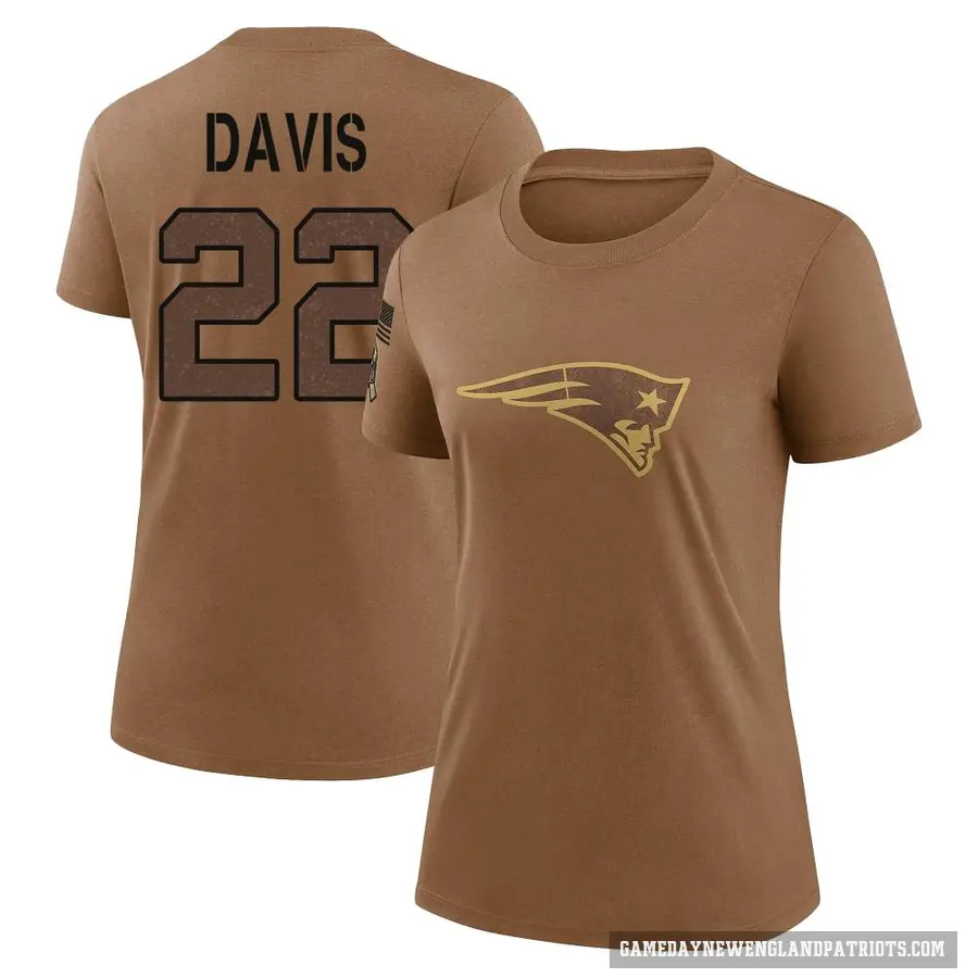 Women's ＃22 Cody Davis New England Patriots Brown 2023 Salute To Service Performance T-Shirt