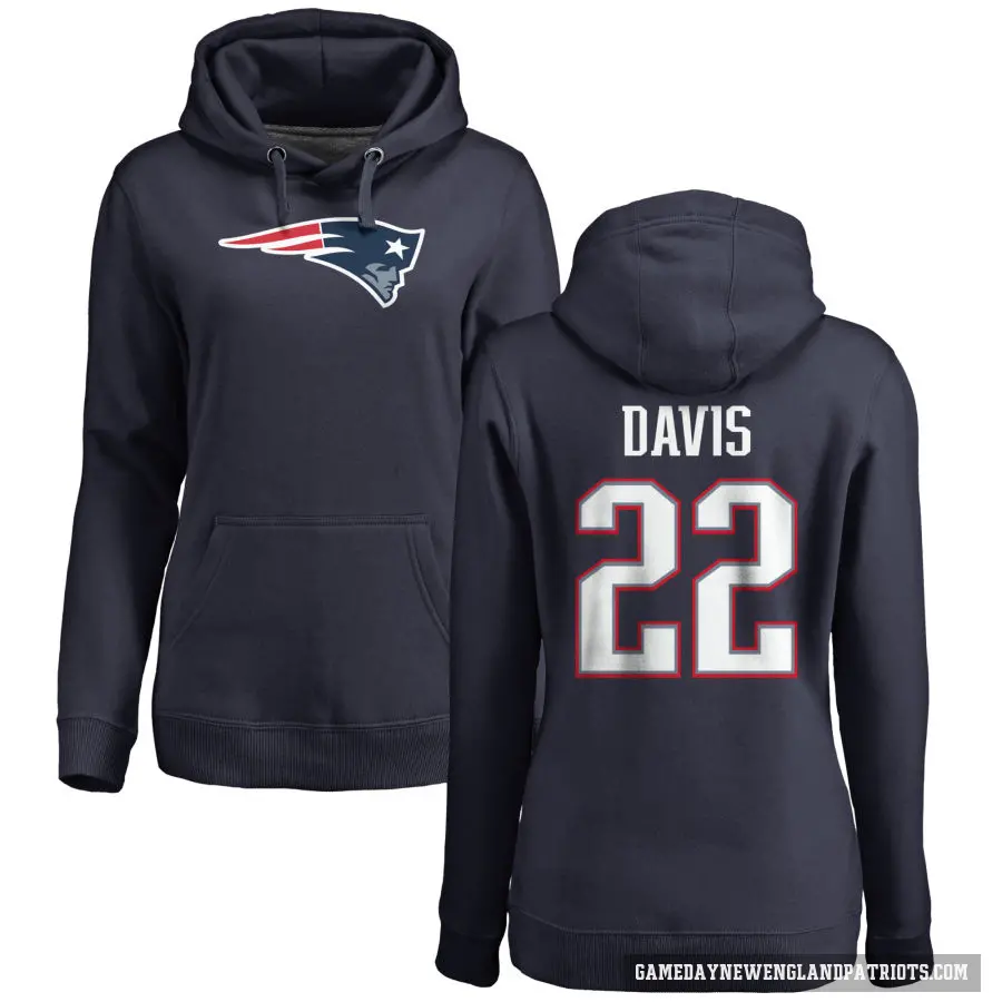 Women's ＃22 Cody Davis New England Patriots Navy Pro Line Logo Pullover Hoodie