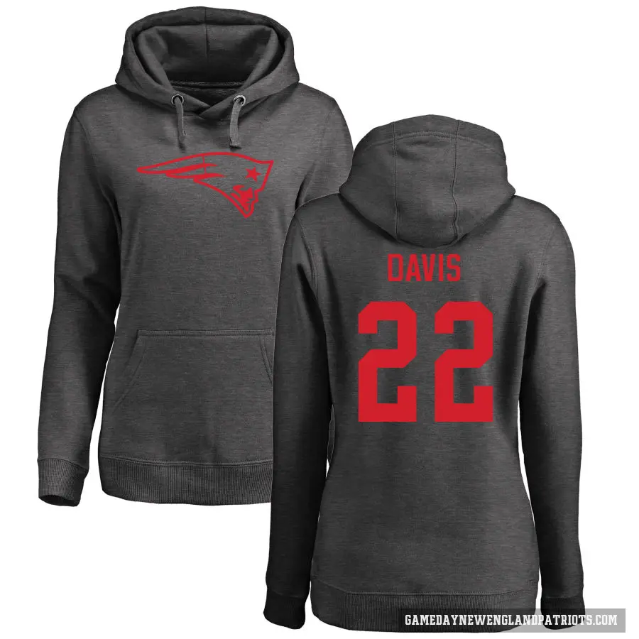 Women's ＃22 Cody Davis New England Patriots Pro Line by Branded Ash One Color Pullover Hoodie