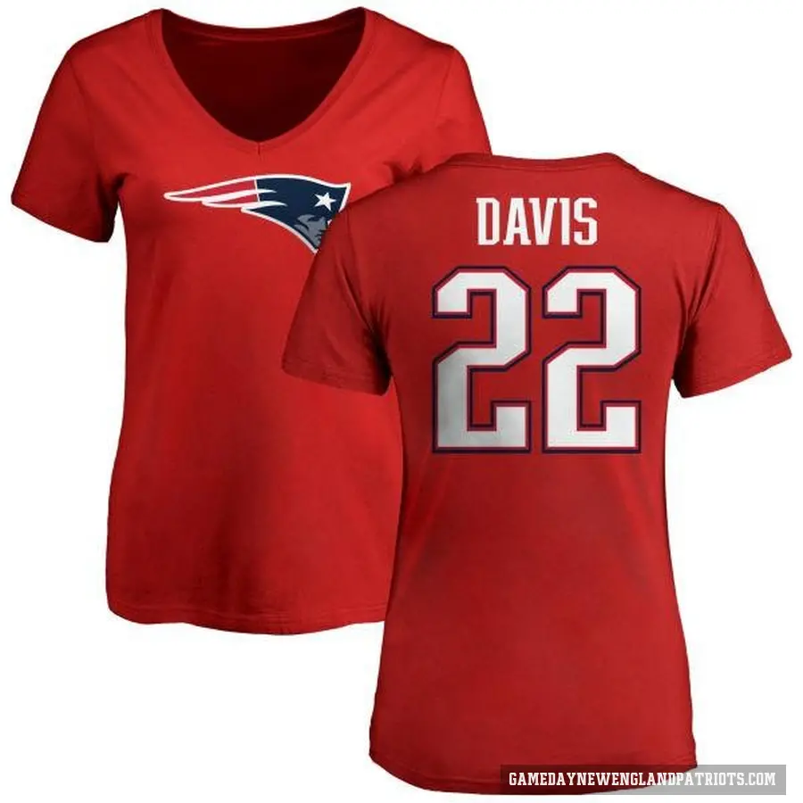 Women's ＃22 Cody Davis New England Patriots Red Logo Slim Fit T-Shirt