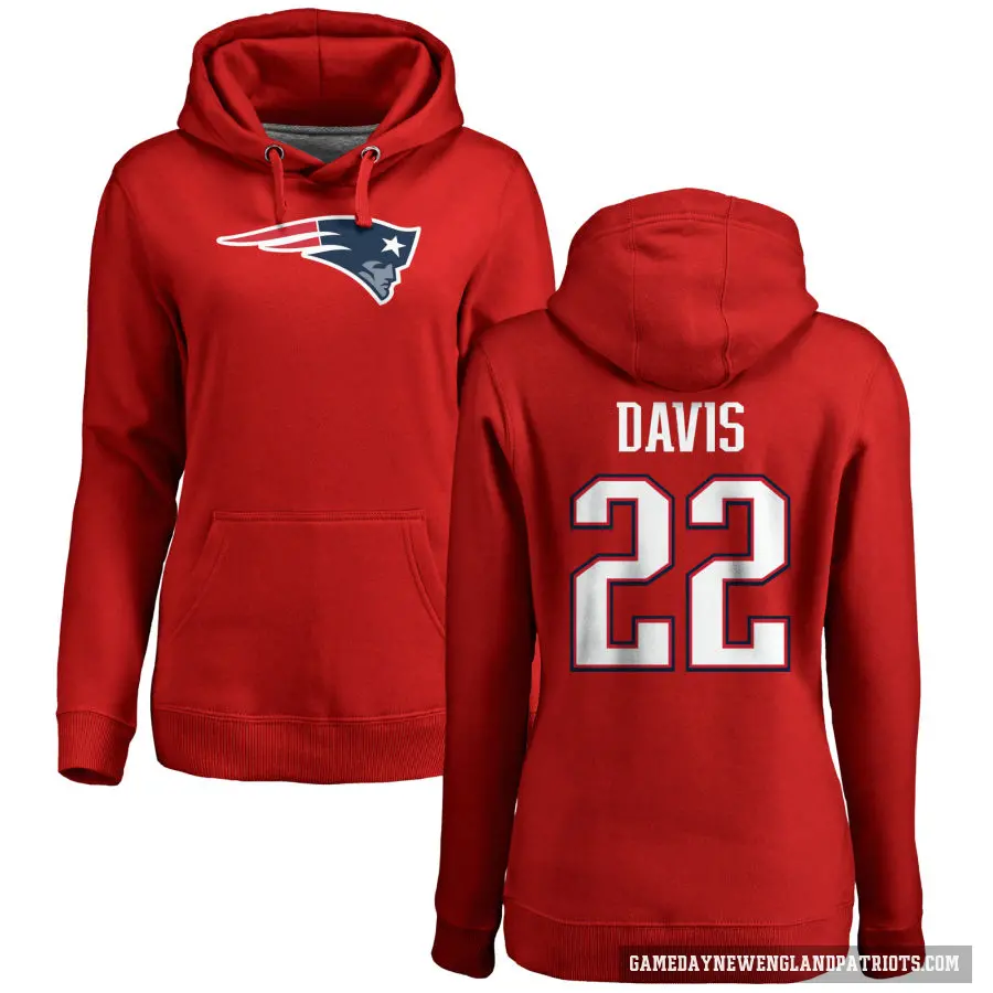 Women's ＃22 Cody Davis New England Patriots Red Pro Line Name & Number Logo Pullover Hoodie