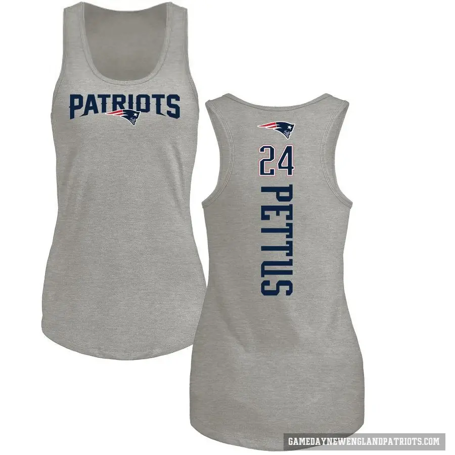 Women's ＃24 Dell Pettus New England Patriots Ash Backer Tank Top