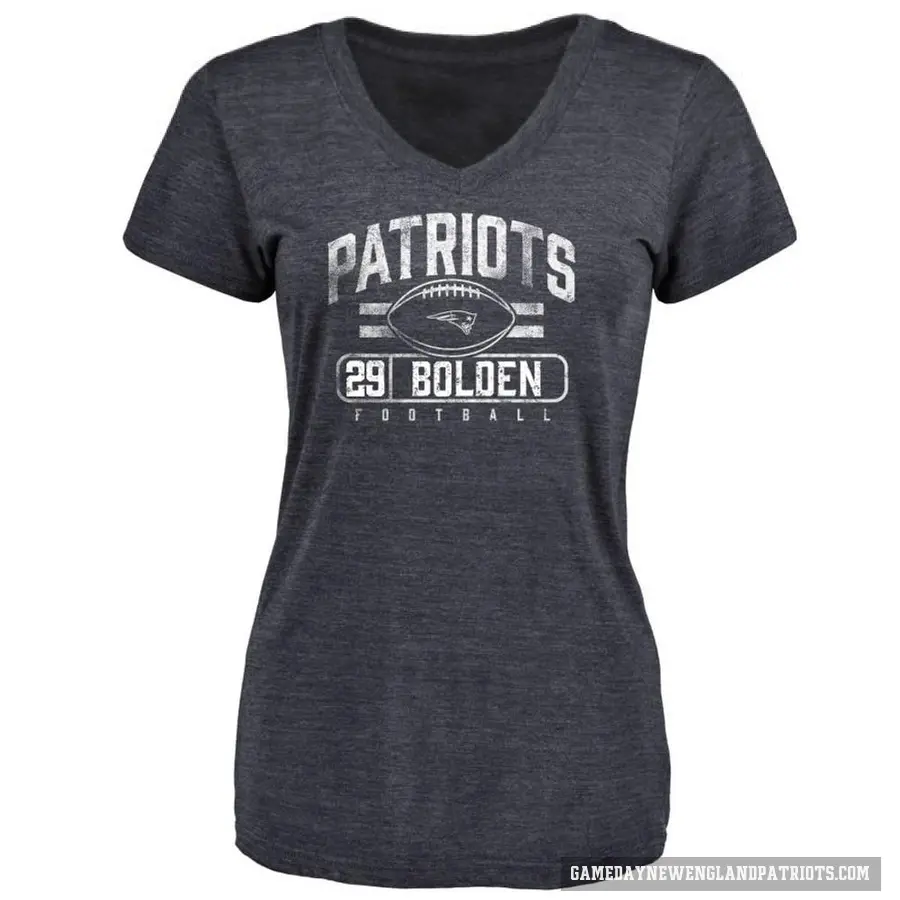 Women's ＃29 Isaiah Bolden New England Patriots Navy Flanker T-Shirt