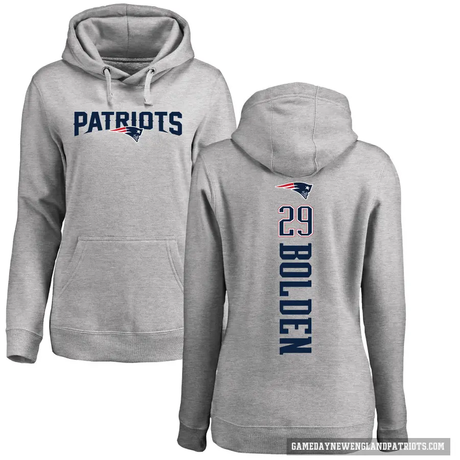 Women's ＃29 Isaiah Bolden New England Patriots Pro Line Ash Backer Pullover Hoodie