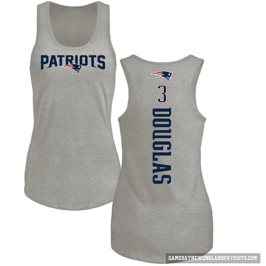 Women's ＃3 Demario Douglas New England Patriots Ash DeMario Douglas Backer Tank Top