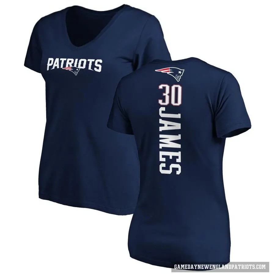 Women's ＃30 DJ James New England Patriots Navy Backer Slim Fit T-Shirt