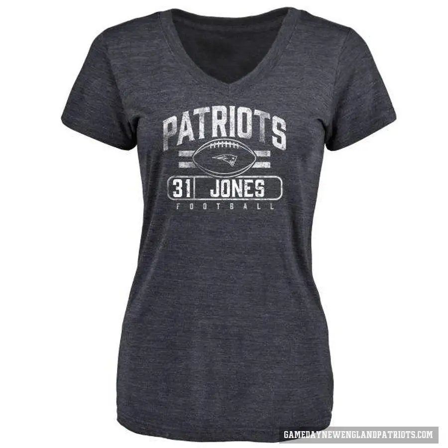 Women's ＃31 Jonathan Jones New England Patriots Navy Flanker T-Shirt