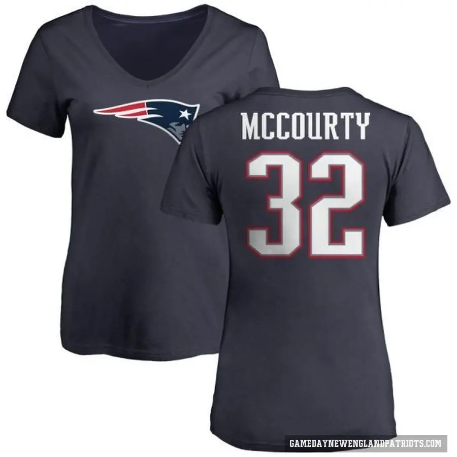 Women's ＃32 Devin McCourty New England Patriots Navy Logo T-Shirt