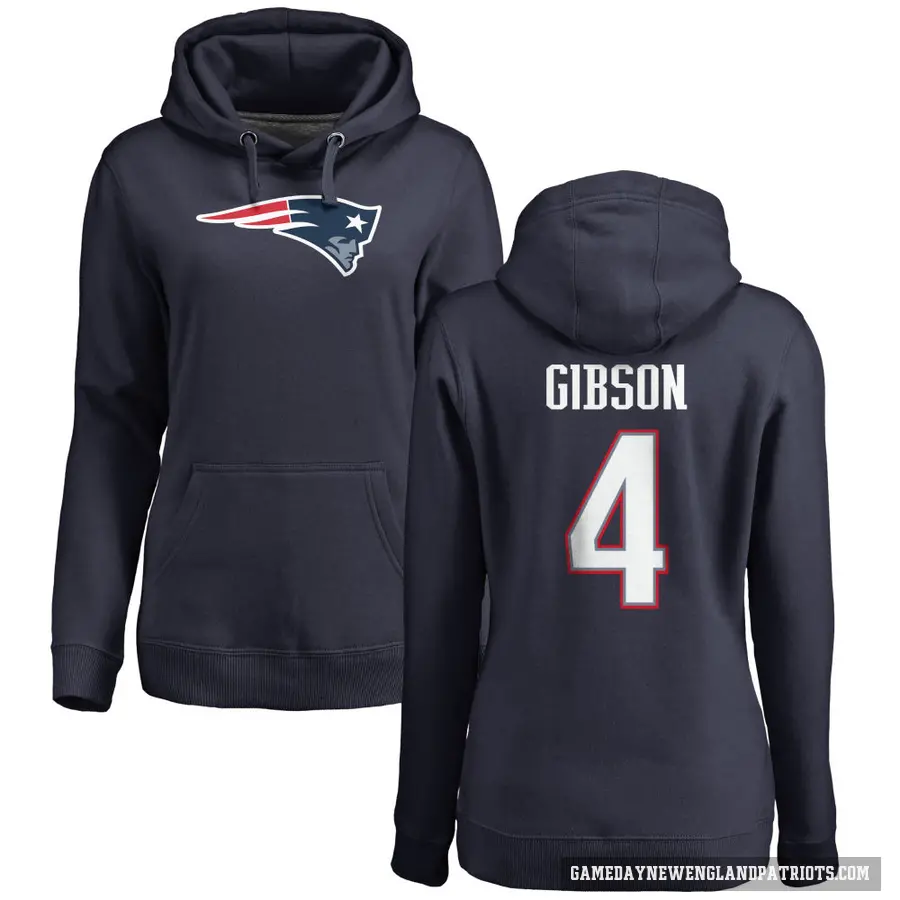 Women's ＃4 Antonio Gibson New England Patriots Navy Pro Line Logo Pullover Hoodie