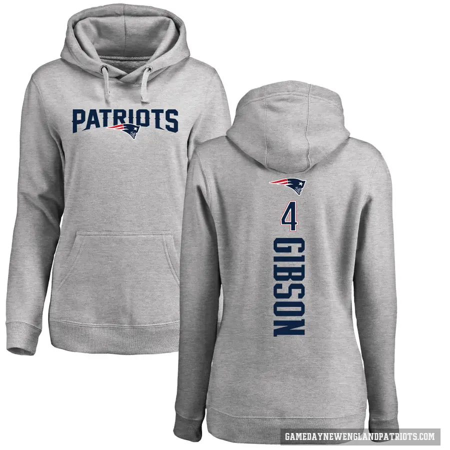 Women's ＃4 Antonio Gibson New England Patriots Pro Line Ash Backer Pullover Hoodie