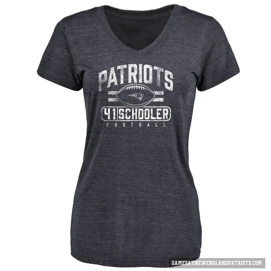 Women's ＃41 Brenden Schooler New England Patriots Navy Flanker T-Shirt