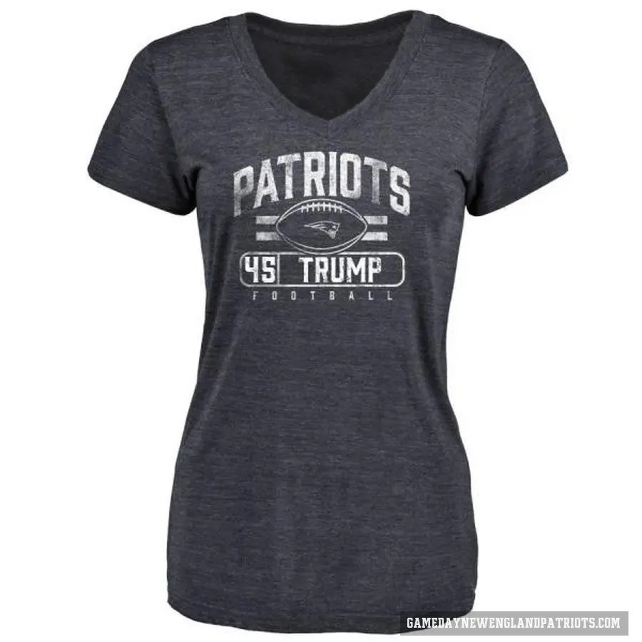 Women's ＃45 Donald Trump New England Patriots Navy Flanker T-Shirt