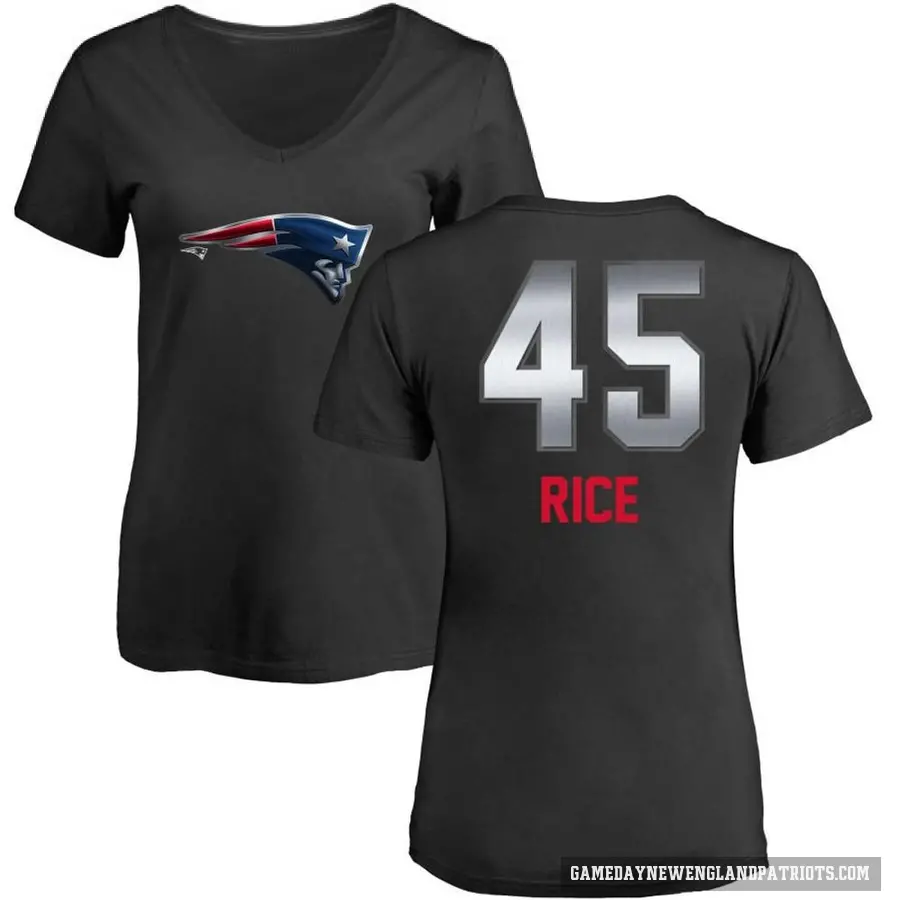 Women's ＃45 Monty Rice New England Patriots Black Midnight Mascot T-Shirt