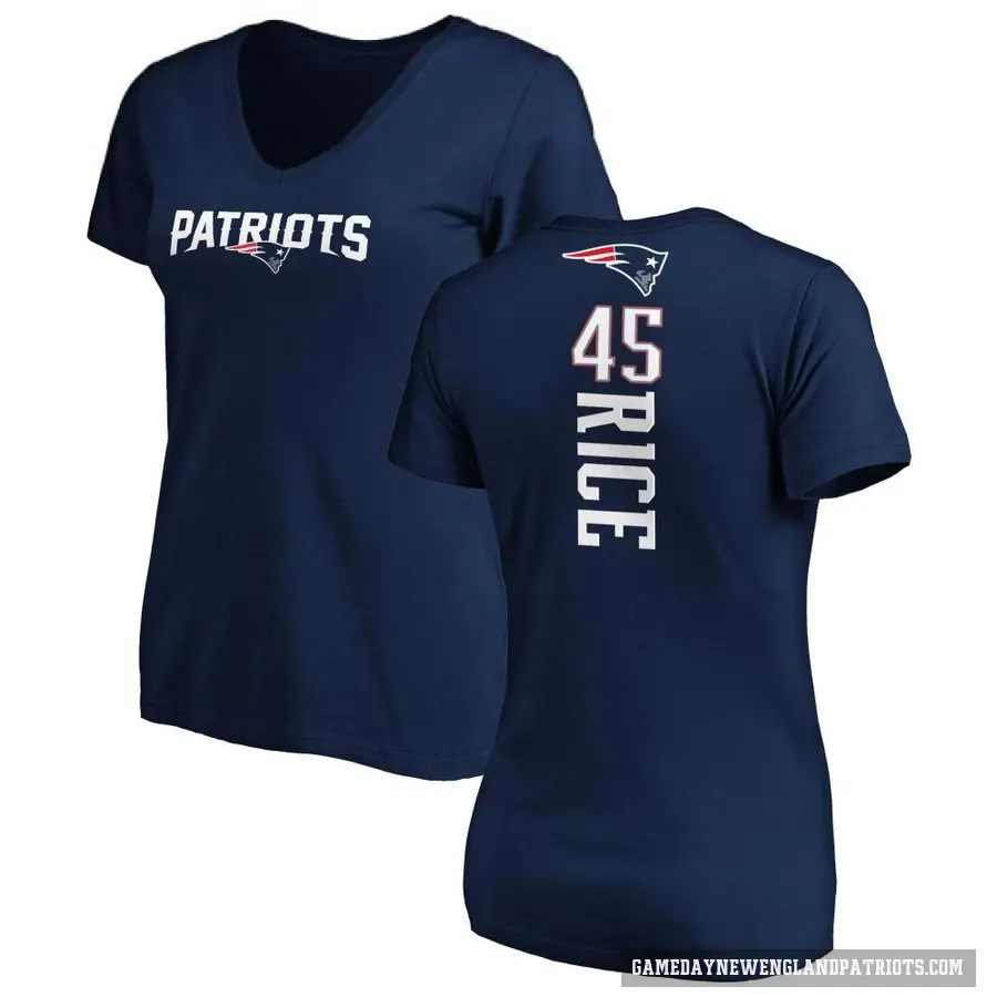 Women's ＃45 Monty Rice New England Patriots Navy Backer Slim Fit T-Shirt