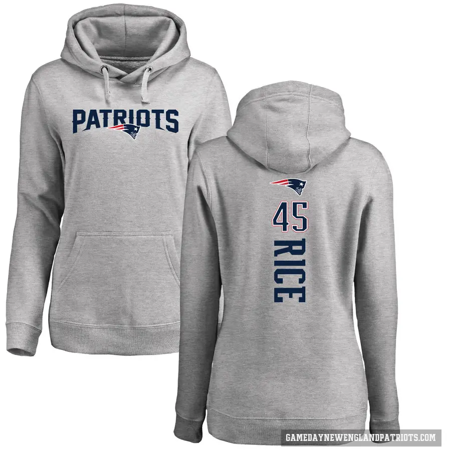 Women's ＃45 Monty Rice New England Patriots Pro Line Ash Backer Pullover Hoodie