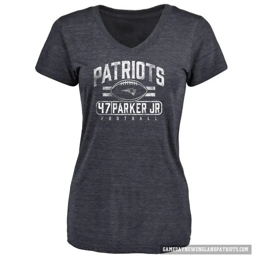 Women's ＃47 Andrew Parker Jr. New England Patriots Navy Flanker T-Shirt