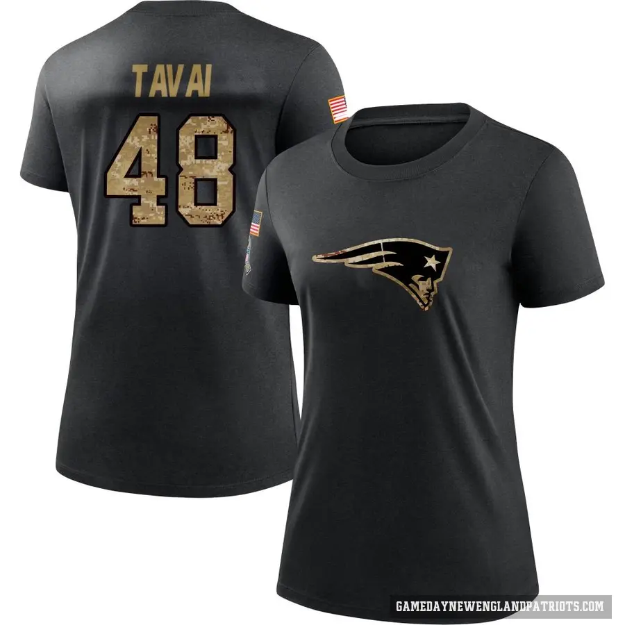 Women's ＃48 Jahlani Tavai New England Patriots Black 2020 Salute To Service Performance T-Shirt