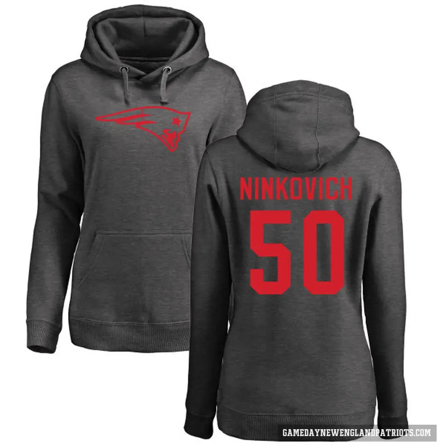 Women's ＃50 Rob Ninkovich New England Patriots Pro Line by Branded Ash One Color Pullover Hoodie