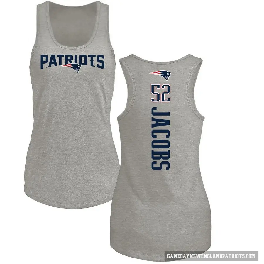 Women's ＃52 Curtis Jacobs New England Patriots Ash Backer Tank Top