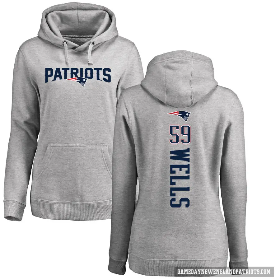 Women's ＃59 Carson Wells New England Patriots Pro Line Ash Backer Pullover Hoodie