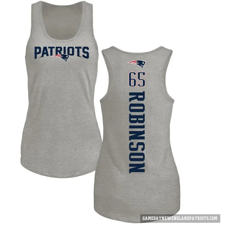 Women's ＃65 Tyrese Robinson New England Patriots Ash Backer Tank Top