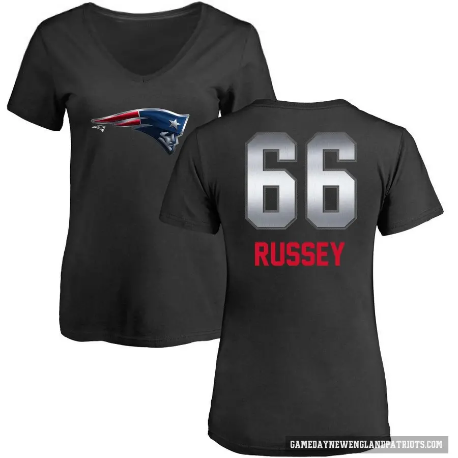 Women's ＃66 Kody Russey New England Patriots Black Midnight Mascot T-Shirt