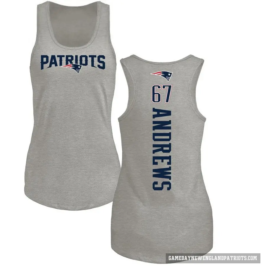 Women's ＃67 Jake Andrews New England Patriots Ash Backer Tank Top