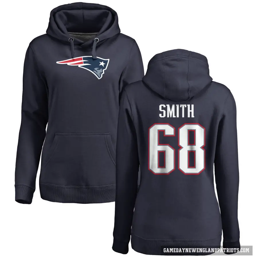 Women's ＃68 Lecitus Smith New England Patriots Navy Pro Line Logo Pullover Hoodie