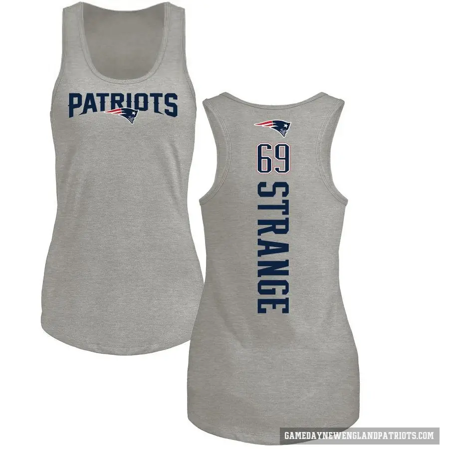 Women's ＃69 Cole Strange New England Patriots Ash Backer Tank Top