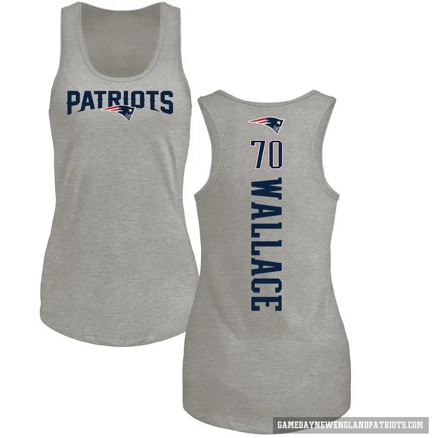 Women's ＃70 Caedan Wallace New England Patriots Ash Backer Tank Top