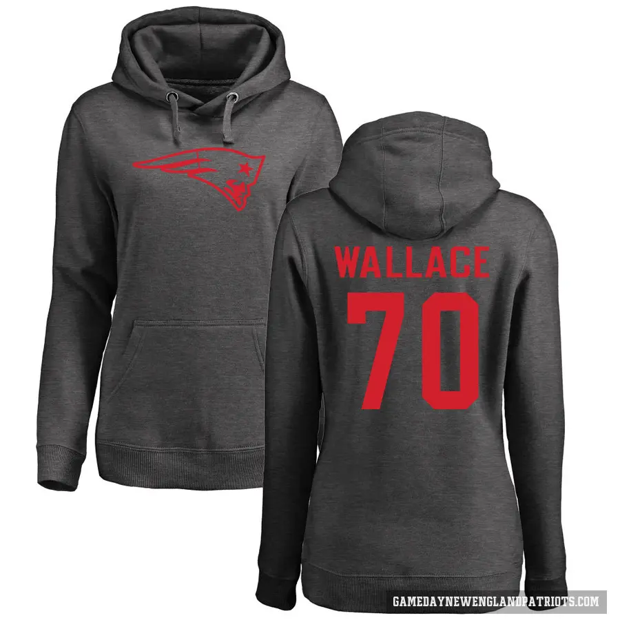 Women's ＃70 Caedan Wallace New England Patriots Pro Line by Branded Ash One Color Pullover Hoodie